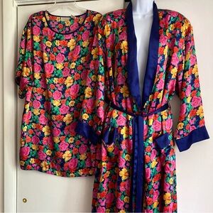 Vintage Gold Label Victoria’s Secret Two Piece Matching Floral Sleep Set, Sz M/L